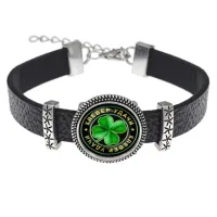 Кожаный браслет Клевер удачи BSK2-0005