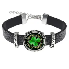 Кожаный браслет Клевер удачи BSK2-0005