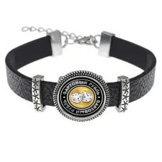 Кожаный браслет Фартовый рубль BSK2-0088