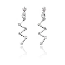 Серьги Зигзаг со стразами, цвет белый UD115-w