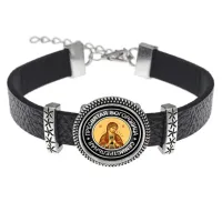 Кожаный браслет Пресвятая Богородица (Семистрельная) BSK2-0095