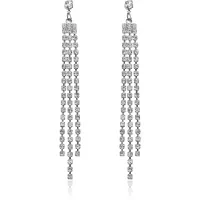 Серьги Дождь со стразами, 75х5х10мм UD118