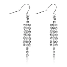 Серьги Дождь со стразами, 50х5х10мм UD119