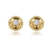 Серьги со стразами, 10х10х10мм, цвет золотой UD123-g