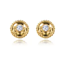 Серьги со стразами, 10х10х10мм, цвет золотой UD123-g