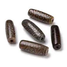 Тибетская бусина Дзи 18 глаз, нат. агат выс. качества, 30х10мм, 1шт. BDZE004-06