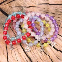 Браслет Сахарный кварц 8мм со Звездой Давида, цвет в ассорт. BJBS-166-MIX