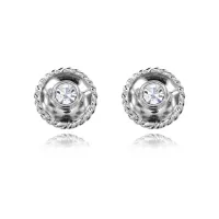 Серьги со стразами, 10х10х10мм, цвет серебряный UD123-S