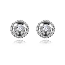 Серьги со стразами, 10х10х10мм, цвет серебряный UD123-S