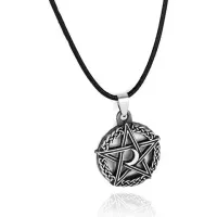 Амулет Лунная пентаграмма, d.2,5см, цвет серебряный AC097-2