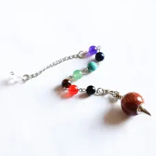 Большой маятник для биолокации Семь Чакр 40х18мм с камнем Коричневый авантюрин (синт.)