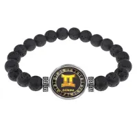 Браслет из лавы 8мм Знаки Зодиака - Близнецы BSL-0026