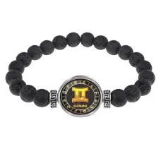 Браслет из лавы 8мм Знаки Зодиака - Близнецы BSL-0026