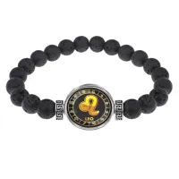 Браслет из лавы 8мм Знаки Зодиака - Лев BSL-0028