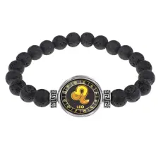 Браслет из лавы 8мм Знаки Зодиака - Лев BSL-0028