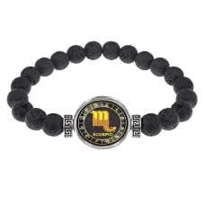 Браслет из лавы 8 мм Знаки Зодиака - Скорпион BSL-0031