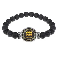 Браслет из лавы 8 мм Знаки Зодиака - Водолей BSL-0034