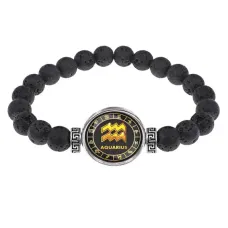 Браслет из лавы 8 мм Знаки Зодиака - Водолей BSL-0034