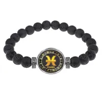 Браслет из лавы 8 мм Знаки Зодиака - Рыбы BSL-0035