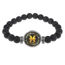 Браслет из лавы 8 мм Знаки Зодиака - Рыбы BSL-0035