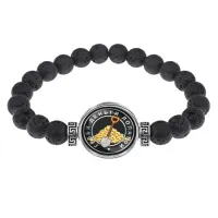 Браслет из лавы 8 мм Греби деньги лопатой BSL-0043