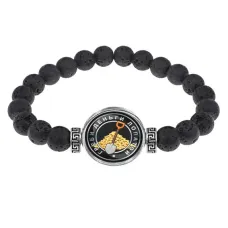 Браслет из лавы 8 мм Греби деньги лопатой BSL-0043