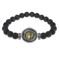 Браслет из лавы 8 мм Николай Чудотворец BSL-0045