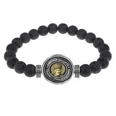 Браслет из лавы 8 мм Николай Чудотворец BSL-0045