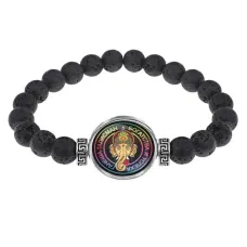 Браслет из лавы 8 мм Ганеша BSL-0048