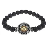 Браслет из лавы 8мм Колесо Фортуны BSL-0050