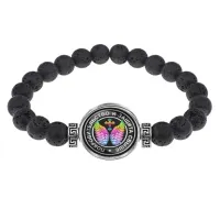 Браслет из лавы 8мм Покровительство и защита свыше BSL-0055