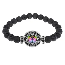 Браслет из лавы 8мм Покровительство и защита свыше BSL-0055