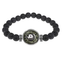 Браслет из лавы 8 мм Не буди во мне зверя BSL-0069