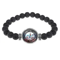 Браслет из лавы 8 мм Наша Россия - лучшая в мире BSL-0089