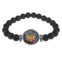 Браслет из лавы 8 мм На небе Бог, на земле Россия BSL-0091