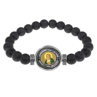 Браслет из лавы 8 мм Святой преподобный Серафим Саровский BSL-0094