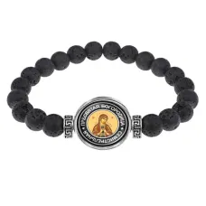 Браслет из лавы 8 мм Пресвятая Богородица (Семистрельная) BSL-0095