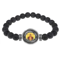 Браслет из лавы 8 мм Пресвятая Богородица (Неупиваемая Чаша) BSL-0097