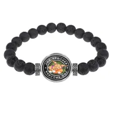 Браслет из лавы 8 мм Восточный гороскоп - год Кролика BSL-0102