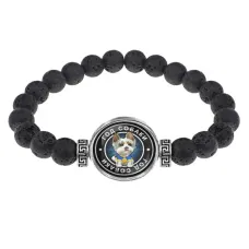 Браслет из лавы 8мм Восточный гороскоп - год Собаки BSL-0109