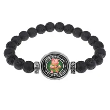 Браслет из лавы 8мм Восточный гороскоп - год Свиньи BSL-0110