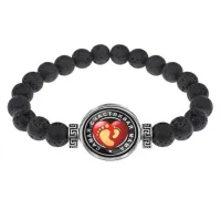 Браслет из лавы 8мм Самая счастливая мама BSL-0111