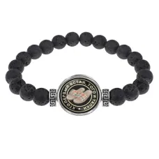 Браслет из лавы 8 мм Кто первый встал, того и тапки BSL-0116