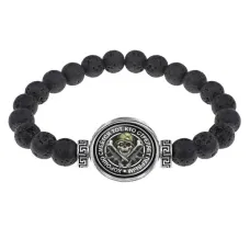 Браслет из лавы 8 мм Стреляй первым BSL-0127