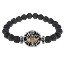 Браслет из лавы 8 мм Ной не ныл, и ты не ной BSL-0129