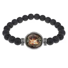 Браслет из лавы 8 мм Семь раз отпей, один раз отъешь BSL-0130