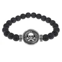 Браслет из лавы 8 мм Веселый Роджер BSL-0139
