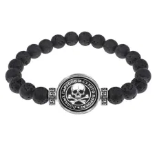 Браслет из лавы 8 мм Веселый Роджер BSL-0139