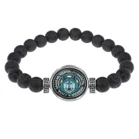 Браслет из лавы 8 мм Волк BSL-0142