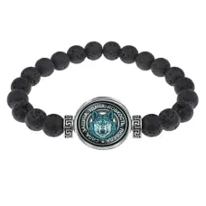 Браслет из лавы 8 мм Волк BSL-0142